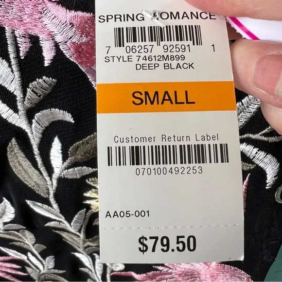 INC BLACK EMBROIDERED ROMANTIC 2 PIECE SHEER BLOUSE SET SIZE SMALL NWT - Picture 5 of 9